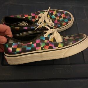 Vans Authentic Rainbow Checkerboard Sneakers Womens‎ Size 6.5 Low Top Lace Up